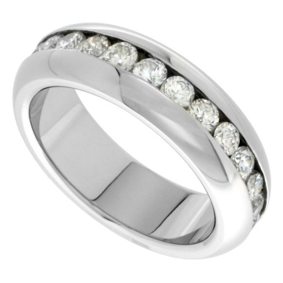 Surgical Stainless Steel 7mm Eternity Wedding Band